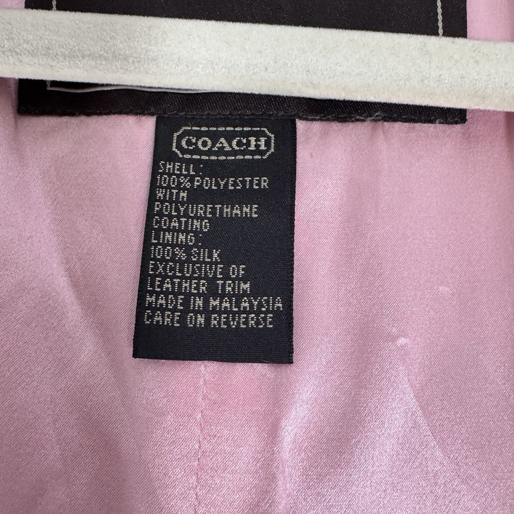 Coach Leatherware Long Jacket Trench Coat Brown Pink Silk Lining Size‎ 2 Women's - Picture 8 of 9